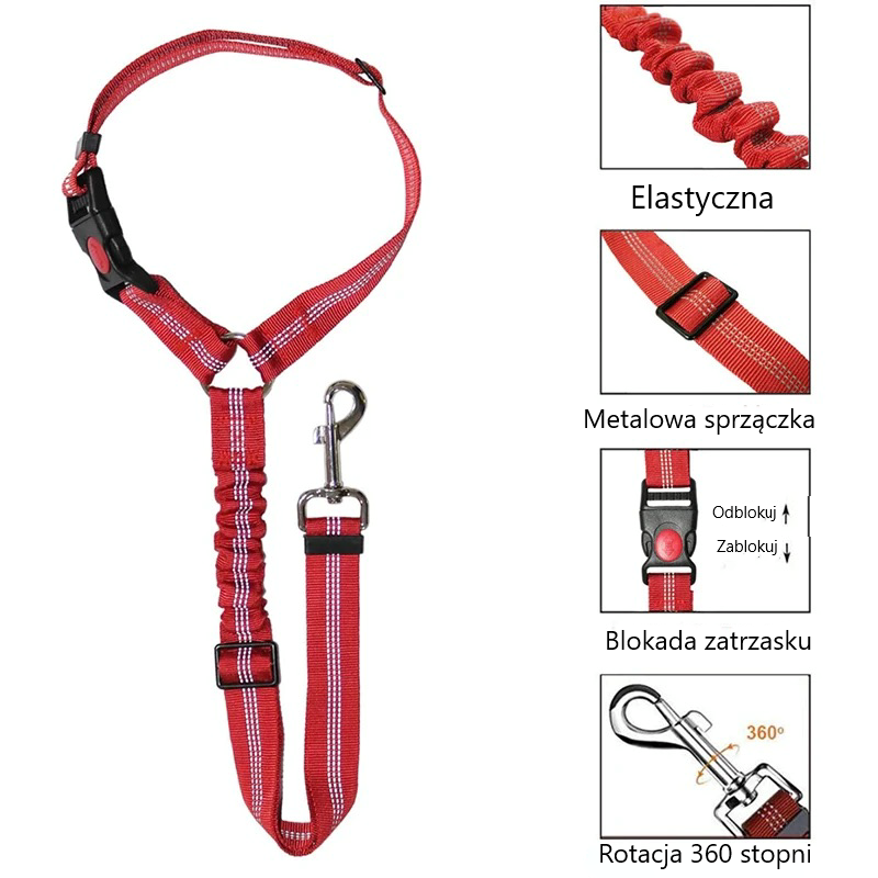 Smycz do samochodu dla psa - pas bezpieczeństwa