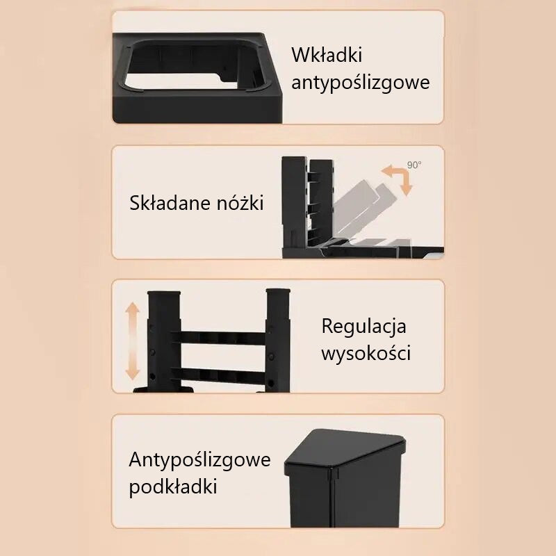 Innowacyjna antychlapiąca miska na regulowanym podwyższeniu