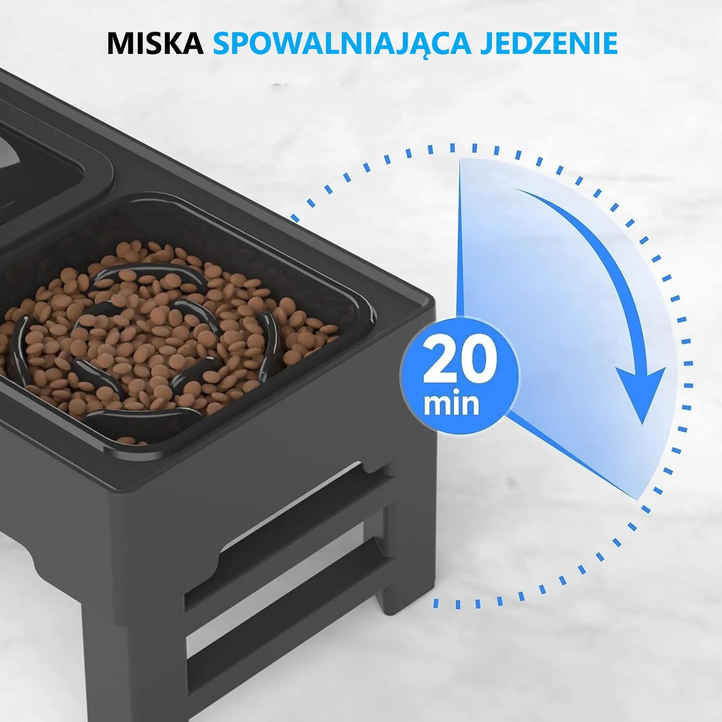 Innowacyjna antychlapiąca miska na regulowanym podwyższeniu